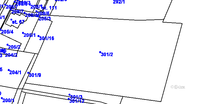 Parcela st. 301/2 v KÚ Filipová, Katastrální mapa