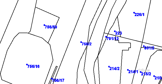 Parcela st. 756/2 v KÚ Filipová, Katastrální mapa