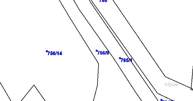 Parcela st. 756/9 v KÚ Filipová, Katastrální mapa