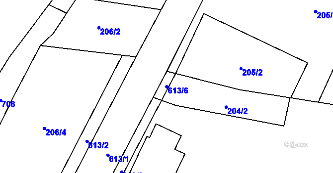 Parcela st. 613/6 v KÚ Filipová, Katastrální mapa