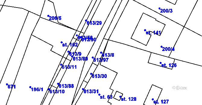 Parcela st. 613/8 v KÚ Filipová, Katastrální mapa