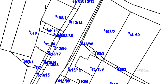 Parcela st. 613/98 v KÚ Filipová, Katastrální mapa