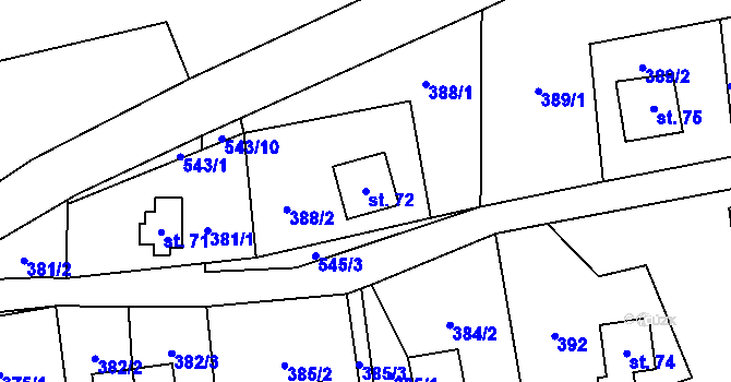 Parcela st. 72 v KÚ Kouty nad Desnou, Katastrální mapa