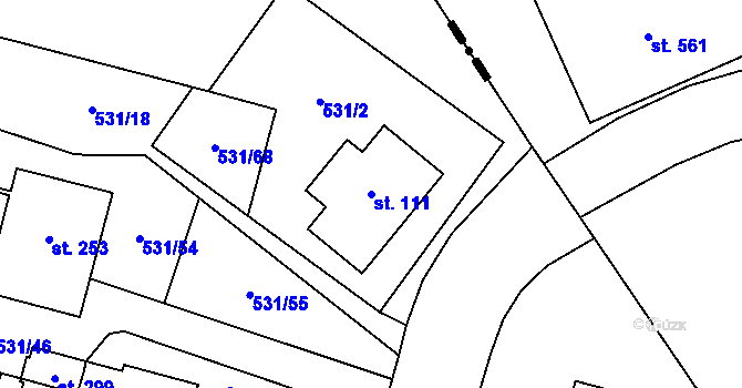 Parcela st. 111 v KÚ Kouty nad Desnou, Katastrální mapa
