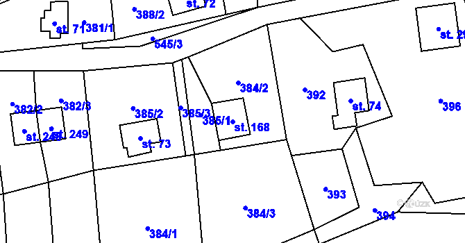 Parcela st. 168 v KÚ Kouty nad Desnou, Katastrální mapa