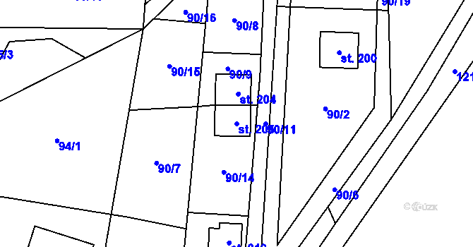 Parcela st. 205 v KÚ Kouty nad Desnou, Katastrální mapa