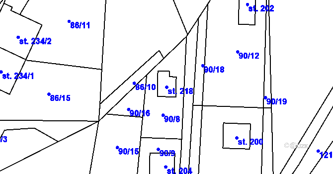 Parcela st. 218 v KÚ Kouty nad Desnou, Katastrální mapa