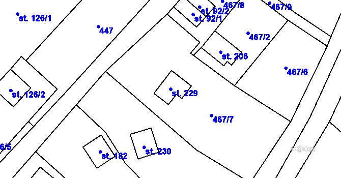 Parcela st. 229 v KÚ Kouty nad Desnou, Katastrální mapa