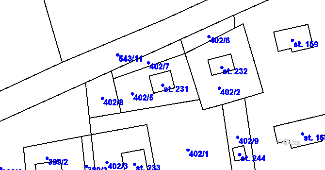 Parcela st. 231 v KÚ Kouty nad Desnou, Katastrální mapa