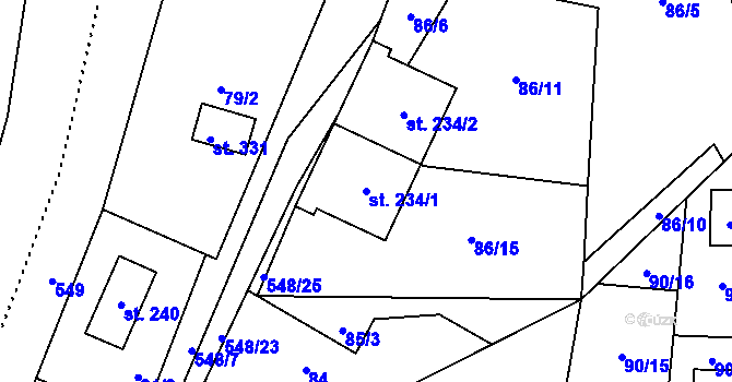 Parcela st. 234/1 v KÚ Kouty nad Desnou, Katastrální mapa
