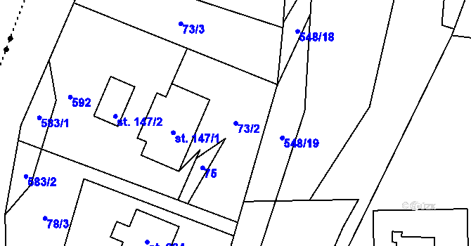 Parcela st. 73/2 v KÚ Kouty nad Desnou, Katastrální mapa