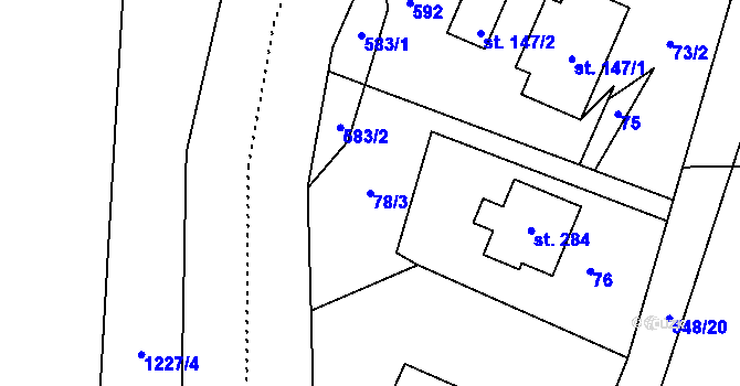 Parcela st. 78/3 v KÚ Kouty nad Desnou, Katastrální mapa