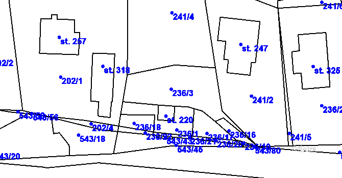 Parcela st. 236/3 v KÚ Kouty nad Desnou, Katastrální mapa