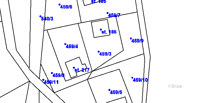 Parcela st. 459/3 v KÚ Kouty nad Desnou, Katastrální mapa