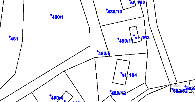 Parcela st. 480/6 v KÚ Kouty nad Desnou, Katastrální mapa