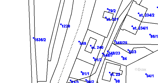Parcela st. 549 v KÚ Kouty nad Desnou, Katastrální mapa