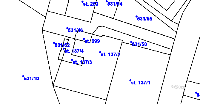 Parcela st. 137/2 v KÚ Kouty nad Desnou, Katastrální mapa