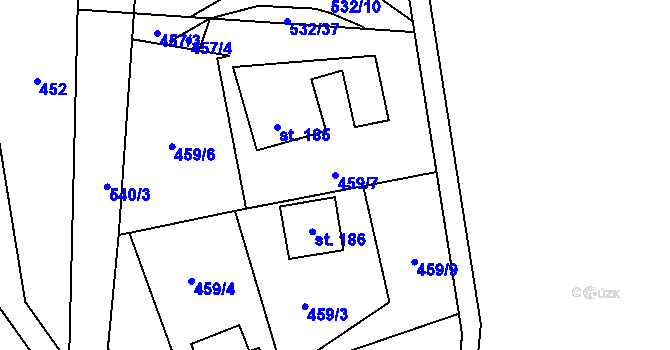 Parcela st. 459/7 v KÚ Kouty nad Desnou, Katastrální mapa