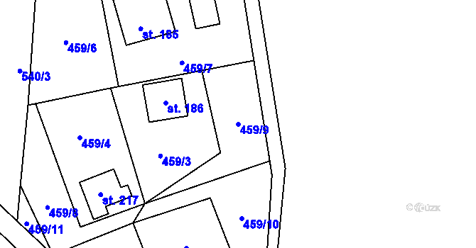 Parcela st. 459/9 v KÚ Kouty nad Desnou, Katastrální mapa