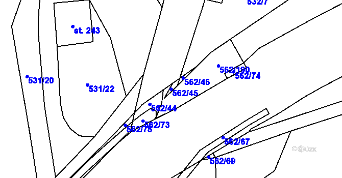 Parcela st. 562/45 v KÚ Kouty nad Desnou, Katastrální mapa