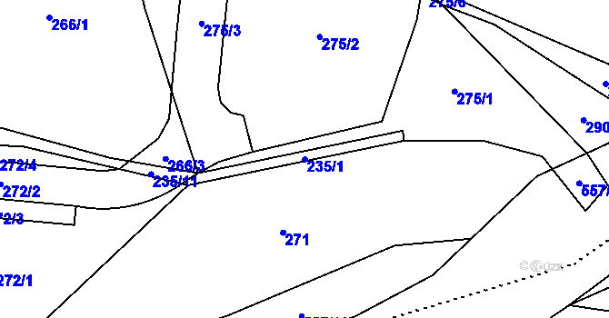 Parcela st. 235/1 v KÚ Kouty nad Desnou, Katastrální mapa