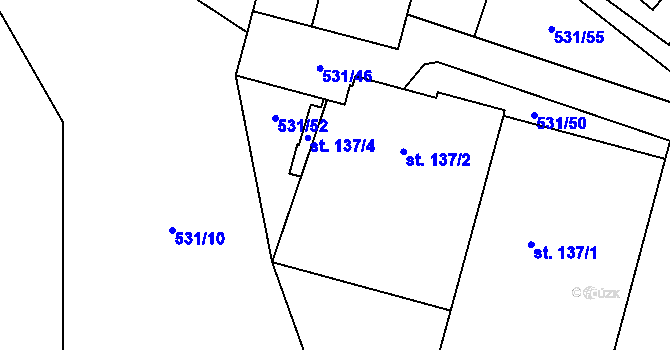 Parcela st. 137/3 v KÚ Kouty nad Desnou, Katastrální mapa