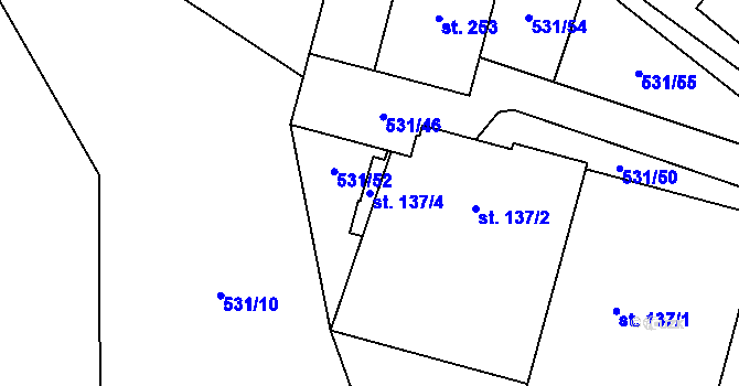 Parcela st. 137/4 v KÚ Kouty nad Desnou, Katastrální mapa