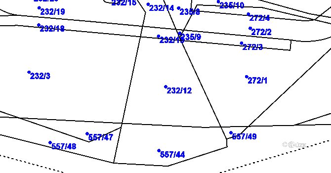 Parcela st. 232/12 v KÚ Kouty nad Desnou, Katastrální mapa