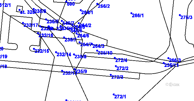 Parcela st. 235/10 v KÚ Kouty nad Desnou, Katastrální mapa