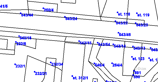 Parcela st. 543/15 v KÚ Kouty nad Desnou, Katastrální mapa