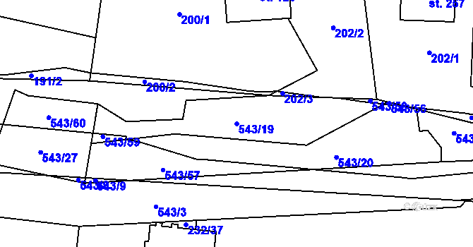 Parcela st. 543/19 v KÚ Kouty nad Desnou, Katastrální mapa