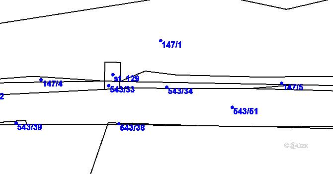 Parcela st. 543/34 v KÚ Kouty nad Desnou, Katastrální mapa