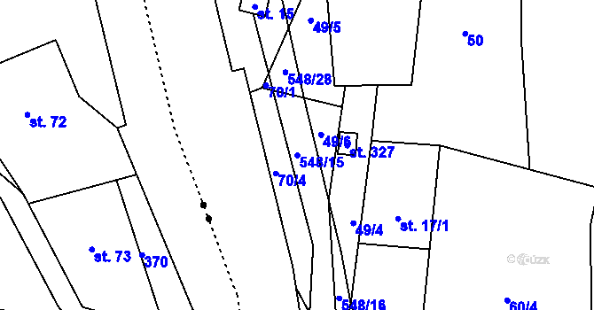 Parcela st. 548/15 v KÚ Kouty nad Desnou, Katastrální mapa
