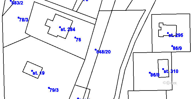 Parcela st. 548/20 v KÚ Kouty nad Desnou, Katastrální mapa