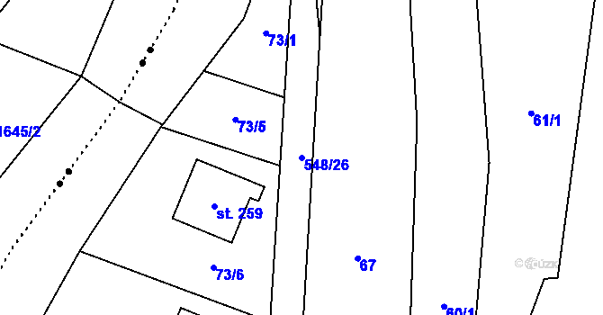 Parcela st. 548/26 v KÚ Kouty nad Desnou, Katastrální mapa