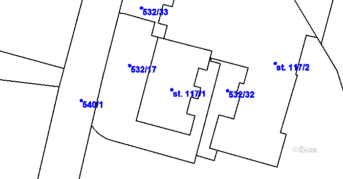 Parcela st. 117/1 v KÚ Kouty nad Desnou, Katastrální mapa
