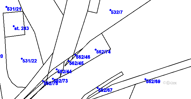 Parcela st. 562/74 v KÚ Kouty nad Desnou, Katastrální mapa