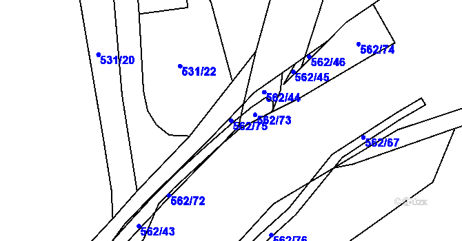 Parcela st. 562/75 v KÚ Kouty nad Desnou, Katastrální mapa