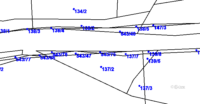 Parcela st. 543/75 v KÚ Kouty nad Desnou, Katastrální mapa