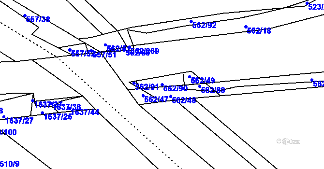 Parcela st. 562/90 v KÚ Kouty nad Desnou, Katastrální mapa