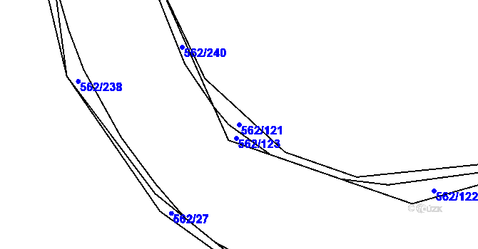 Parcela st. 562/121 v KÚ Kouty nad Desnou, Katastrální mapa
