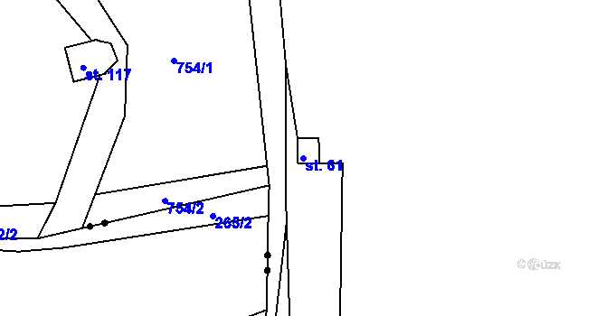 Parcela st. 61 v KÚ Kociánov, Katastrální mapa