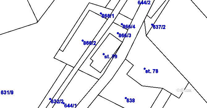 Parcela st. 79 v KÚ Kociánov, Katastrální mapa