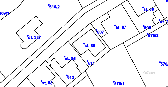 Parcela st. 86 v KÚ Kociánov, Katastrální mapa