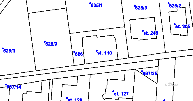 Parcela st. 110 v KÚ Kociánov, Katastrální mapa