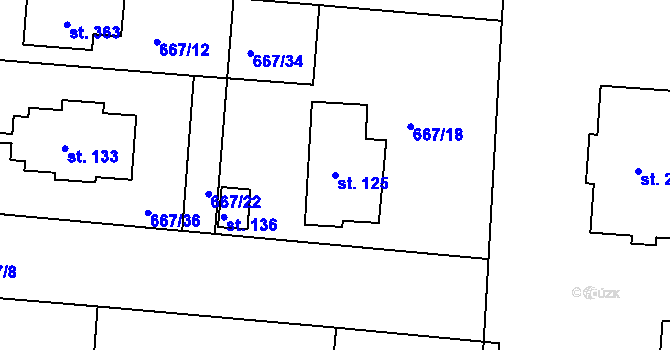 Parcela st. 125 v KÚ Kociánov, Katastrální mapa