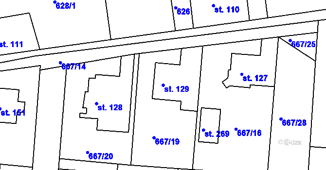 Parcela st. 129 v KÚ Kociánov, Katastrální mapa