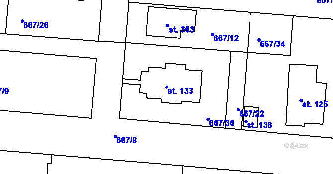Parcela st. 133 v KÚ Kociánov, Katastrální mapa