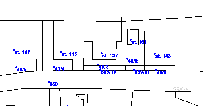 Parcela st. 137 v KÚ Kociánov, Katastrální mapa