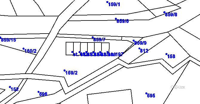 Parcela st. 196 v KÚ Kociánov, Katastrální mapa